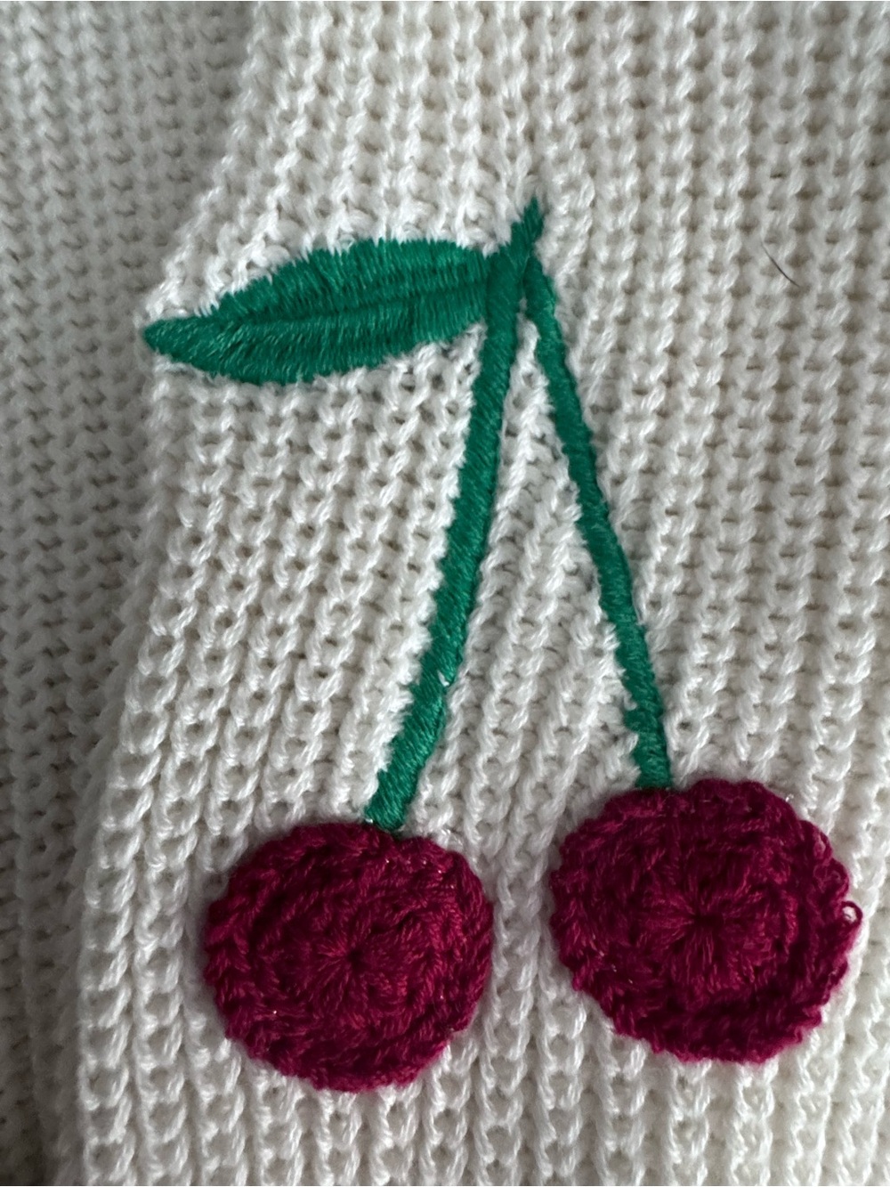 Cynthia Rowley Cream Crewneck Sweater with Cherry Motif - Picture 10 of 12